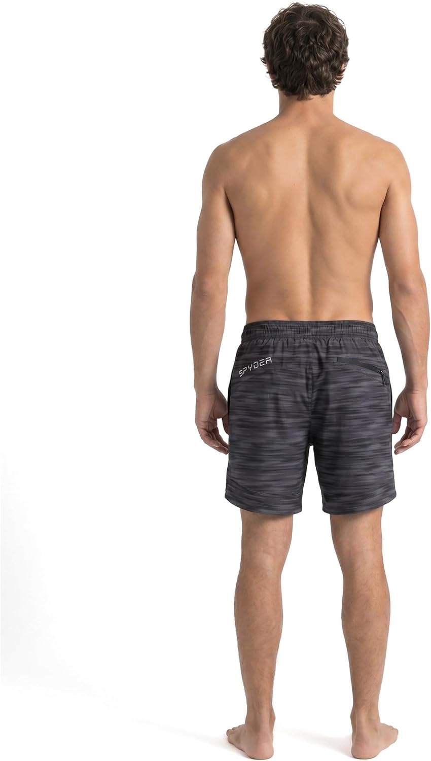 imageSpyder Mens Swim Trunks Stretch QuickDry 7inch Board Shorts Sun Protection amp LinerBlack Onyx
