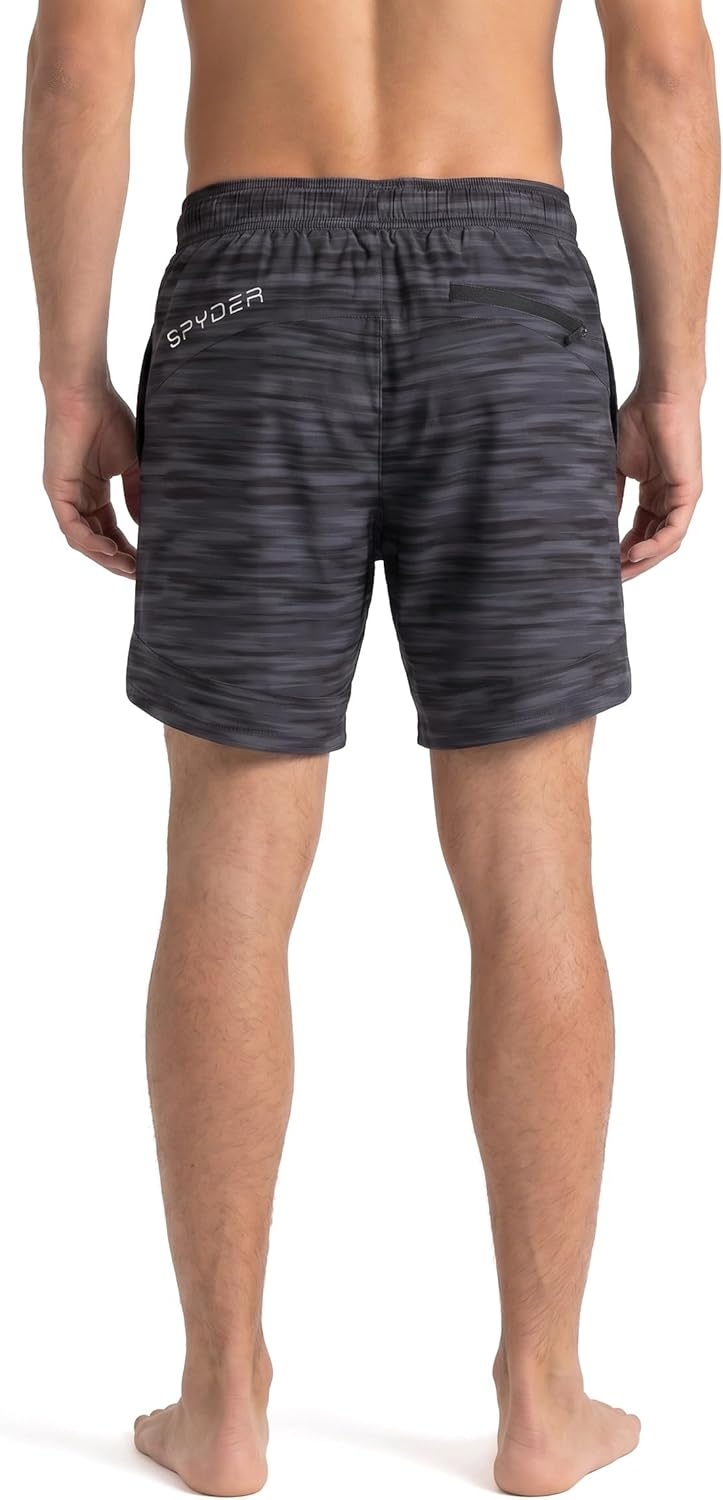 imageSpyder Mens Swim Trunks Stretch QuickDry 7inch Board Shorts Sun Protection amp LinerBlack Onyx