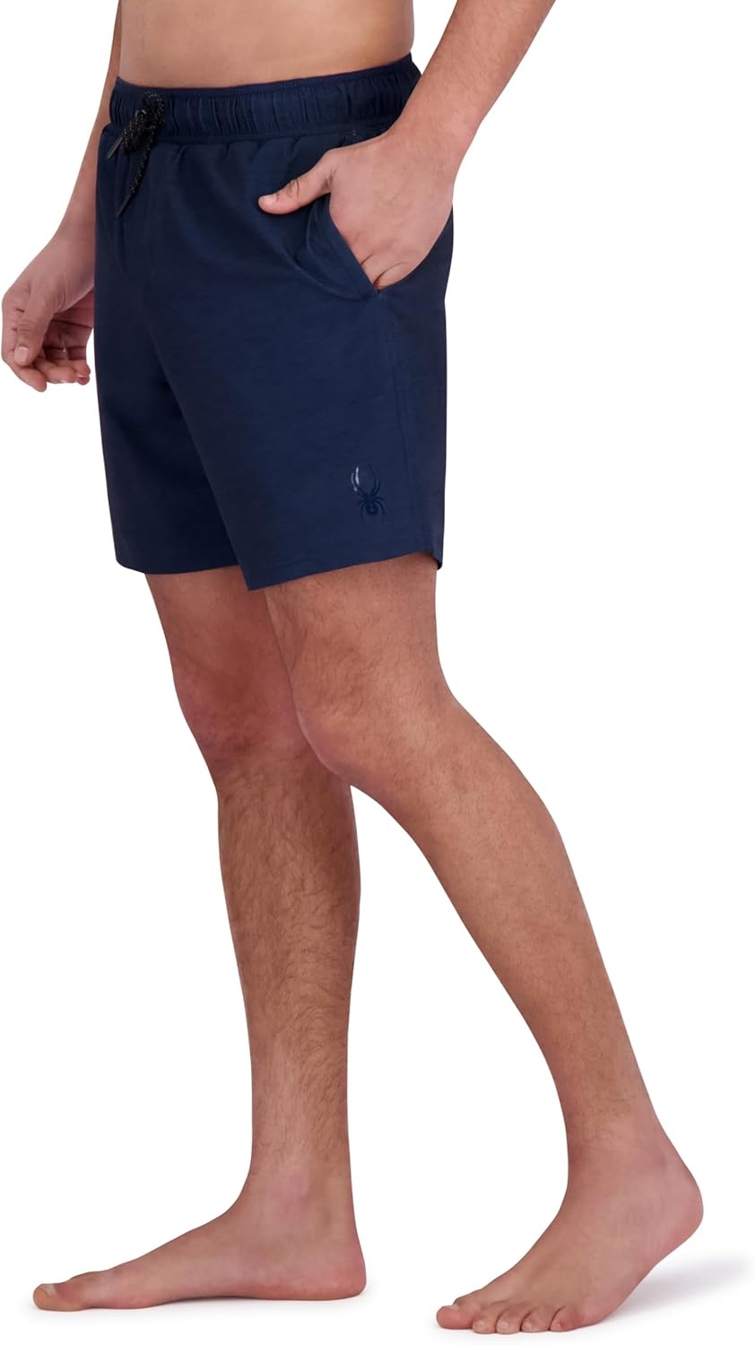 imageSpyder Mens Swim Trunks Stretch QuickDry 7inch Board Shorts Sun Protection amp LinerDress Blue