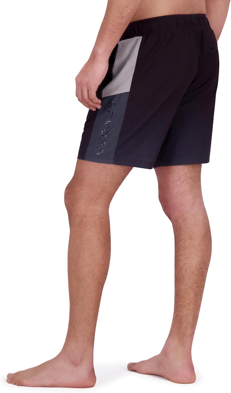 imageSpyder Mens Swim Trunks Stretch QuickDry 7inch Board Shorts Sun Protection amp LinerEbony
