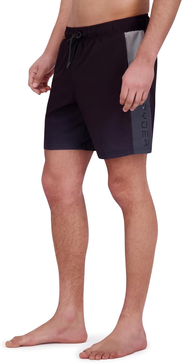 imageSpyder Mens Swim Trunks Stretch QuickDry 7inch Board Shorts Sun Protection amp LinerEbony