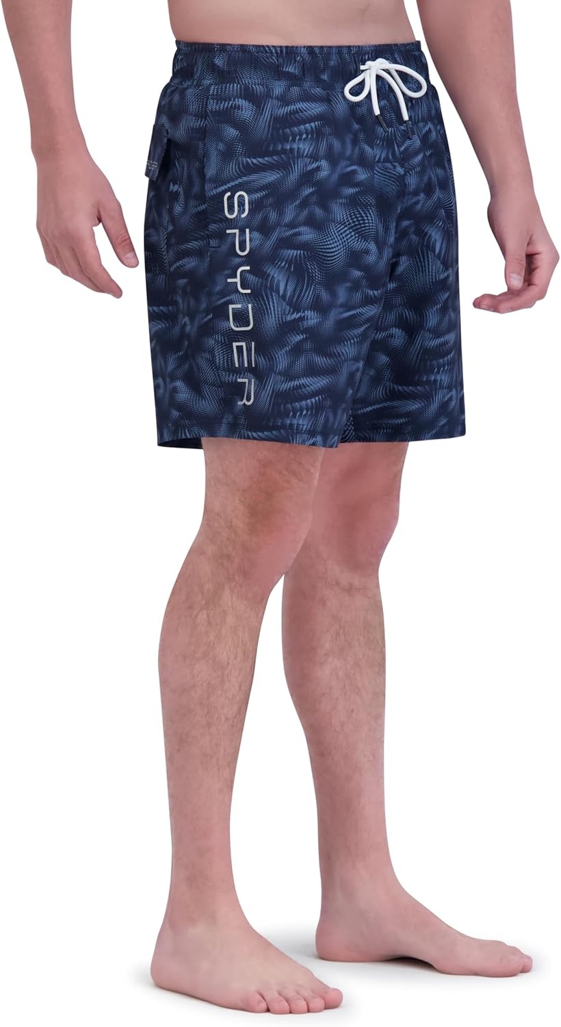 imageSpyder Mens Swim Trunks Stretch QuickDry 7inch Board Shorts Sun Protection amp LinerInk