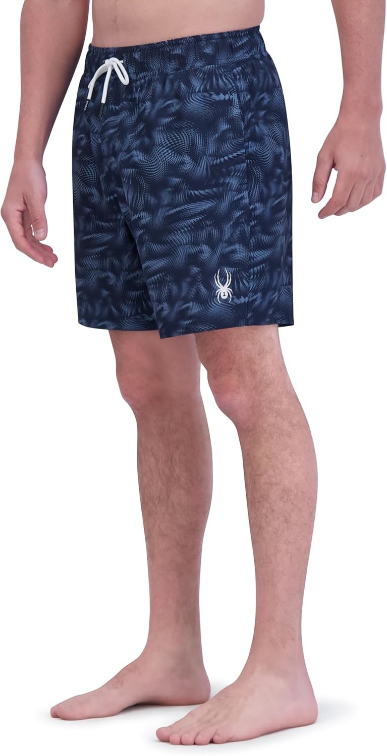 imageSpyder Mens Swim Trunks Stretch QuickDry 7inch Board Shorts Sun Protection amp LinerInk