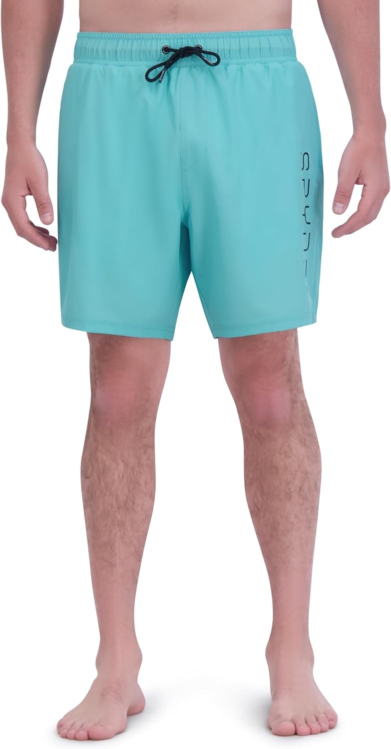 imageSpyder Mens Swim Trunks Stretch QuickDry 7inch Board Shorts Sun Protection amp LinerLime