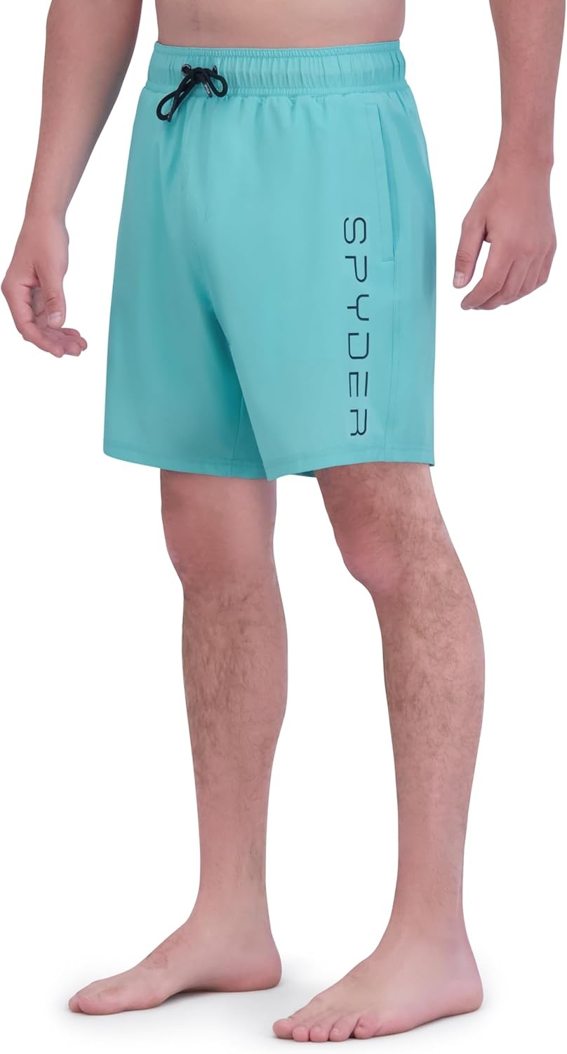 imageSpyder Mens Swim Trunks Stretch QuickDry 7inch Board Shorts Sun Protection amp LinerLime