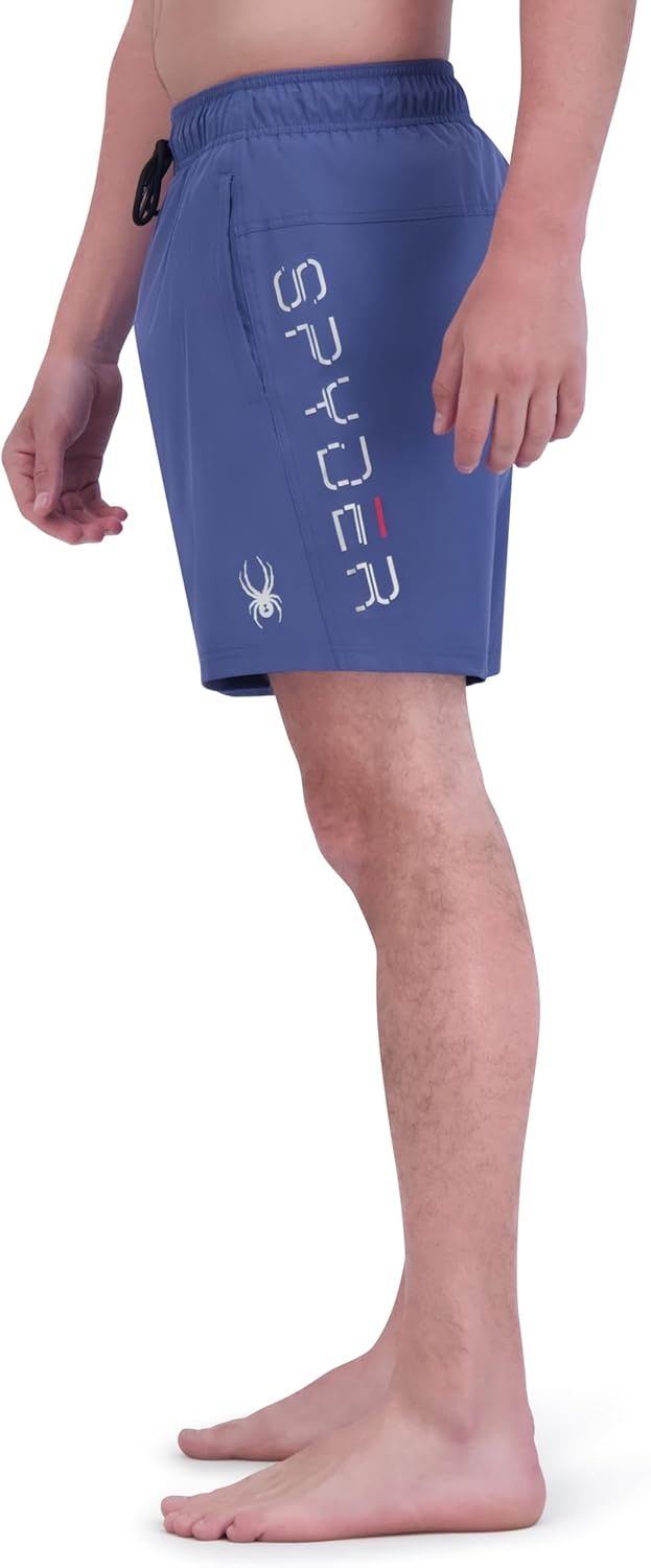 imageSpyder Mens Swim Trunks Stretch QuickDry 7inch Board Shorts Sun Protection amp LinerLivid