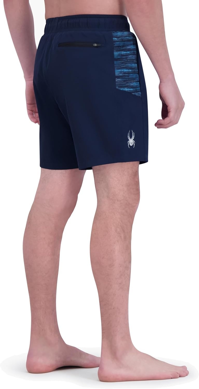 imageSpyder Mens Swim Trunks Stretch QuickDry 7inch Board Shorts Sun Protection amp LinerNavy