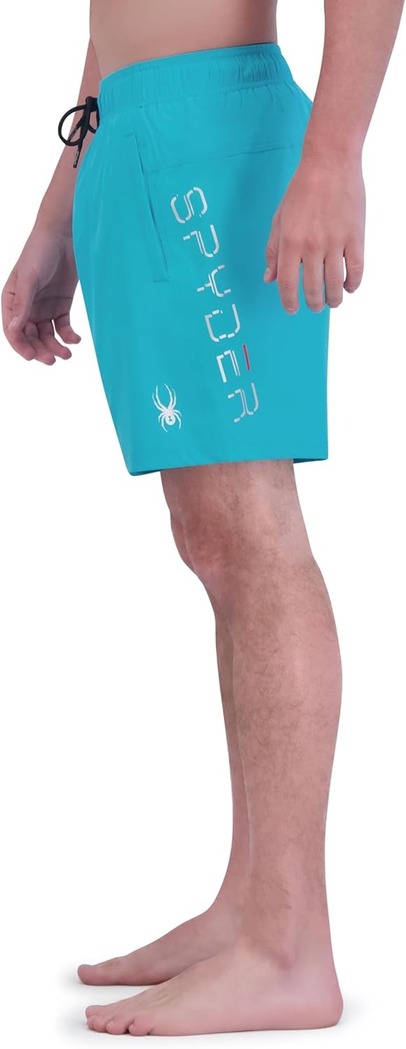 imageSpyder Mens Swim Trunks Stretch QuickDry 7inch Board Shorts Sun Protection amp LinerPeacock