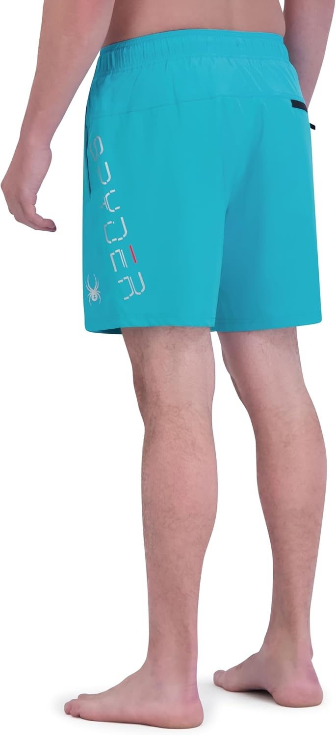 imageSpyder Mens Swim Trunks Stretch QuickDry 7inch Board Shorts Sun Protection amp LinerPeacock