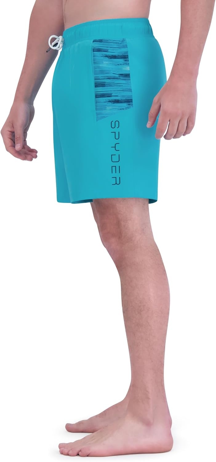 imageSpyder Mens Swim Trunks Stretch QuickDry 7inch Board Shorts Sun Protection amp LinerPeacocka