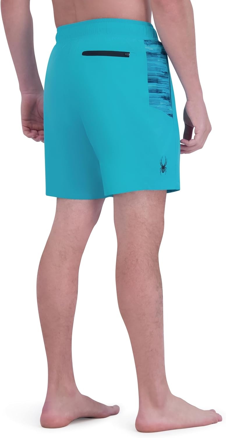 imageSpyder Mens Swim Trunks Stretch QuickDry 7inch Board Shorts Sun Protection amp LinerPeacocka