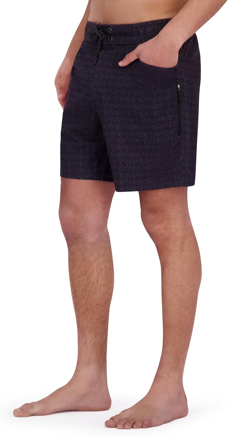 imageSpyder Mens Swim Trunks Stretch QuickDry 7inch Board Shorts Sun Protection amp LinerRaven