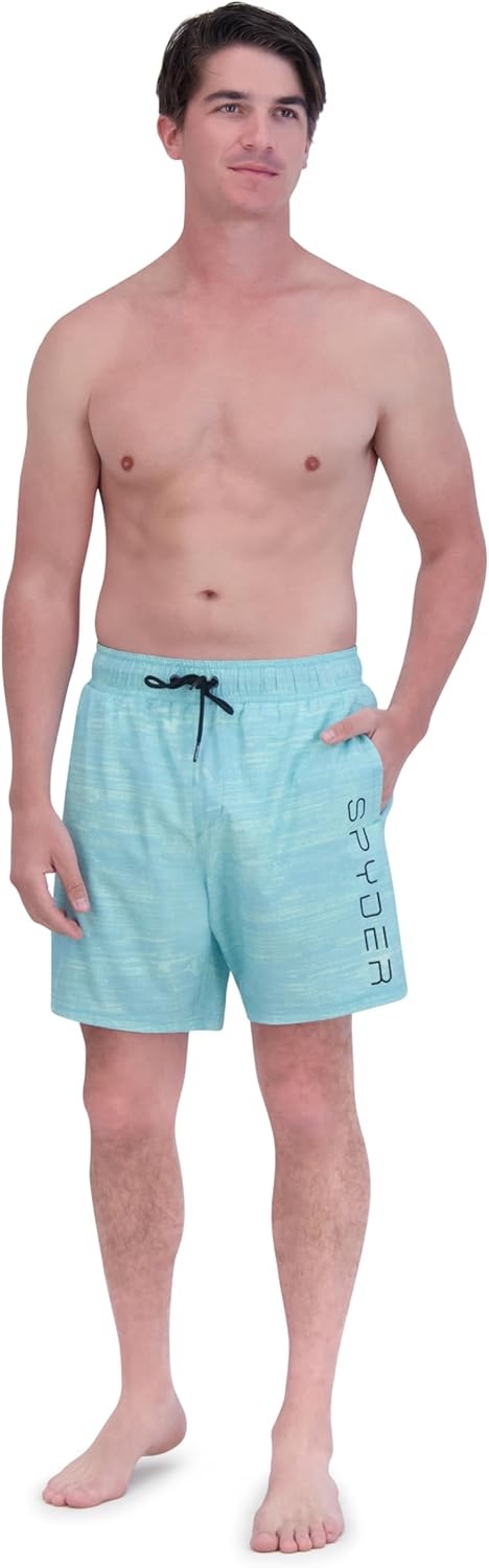 imageSpyder Mens Swim Trunks Stretch QuickDry 7inch Board Shorts Sun Protection amp LinerSand