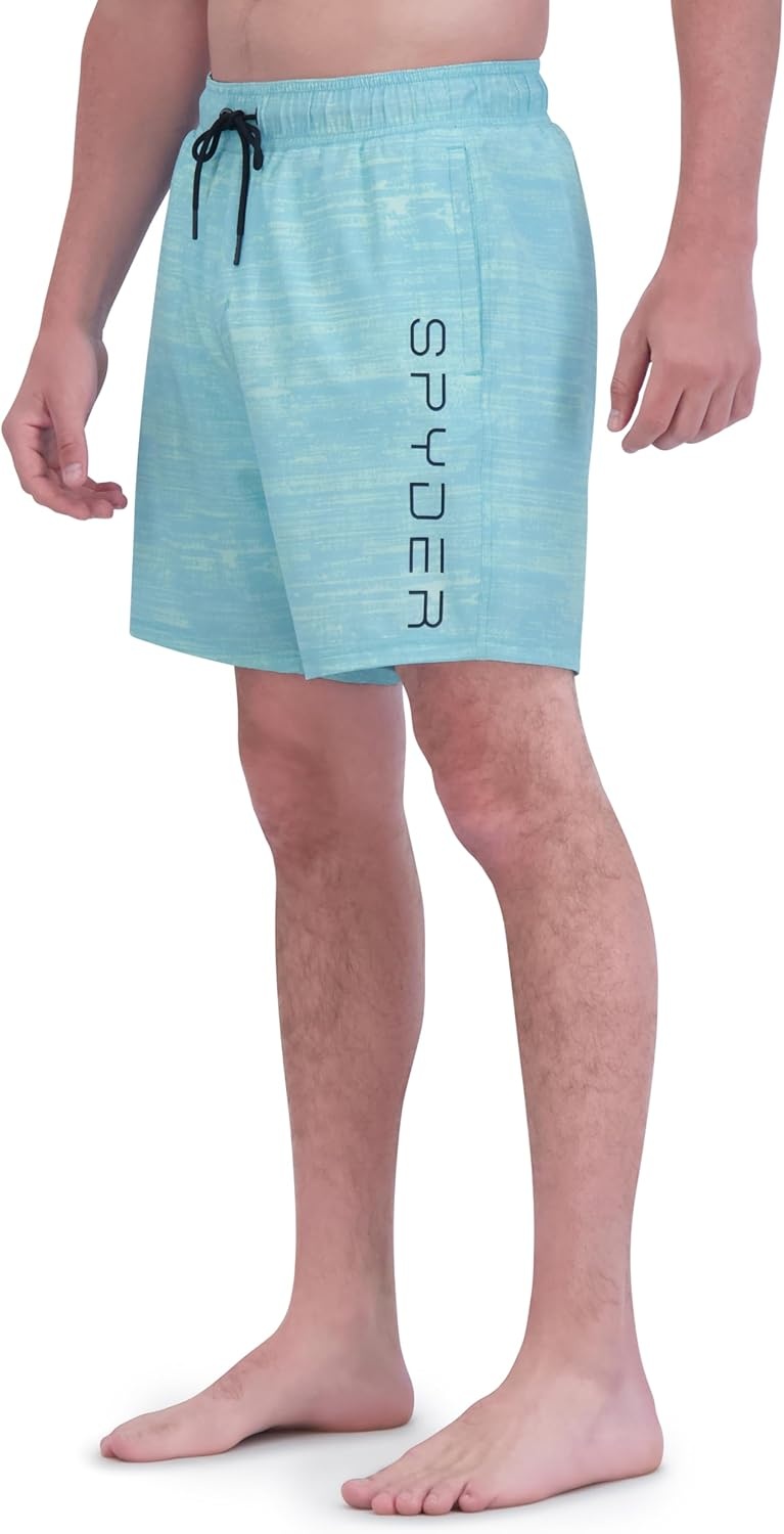 imageSpyder Mens Swim Trunks Stretch QuickDry 7inch Board Shorts Sun Protection amp LinerSand