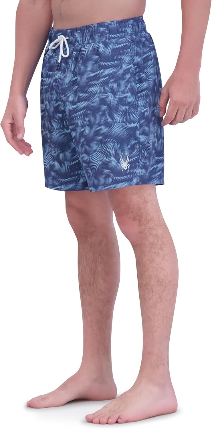 imageSpyder Mens Swim Trunks Stretch QuickDry 7inch Board Shorts Sun Protection amp LinerSky