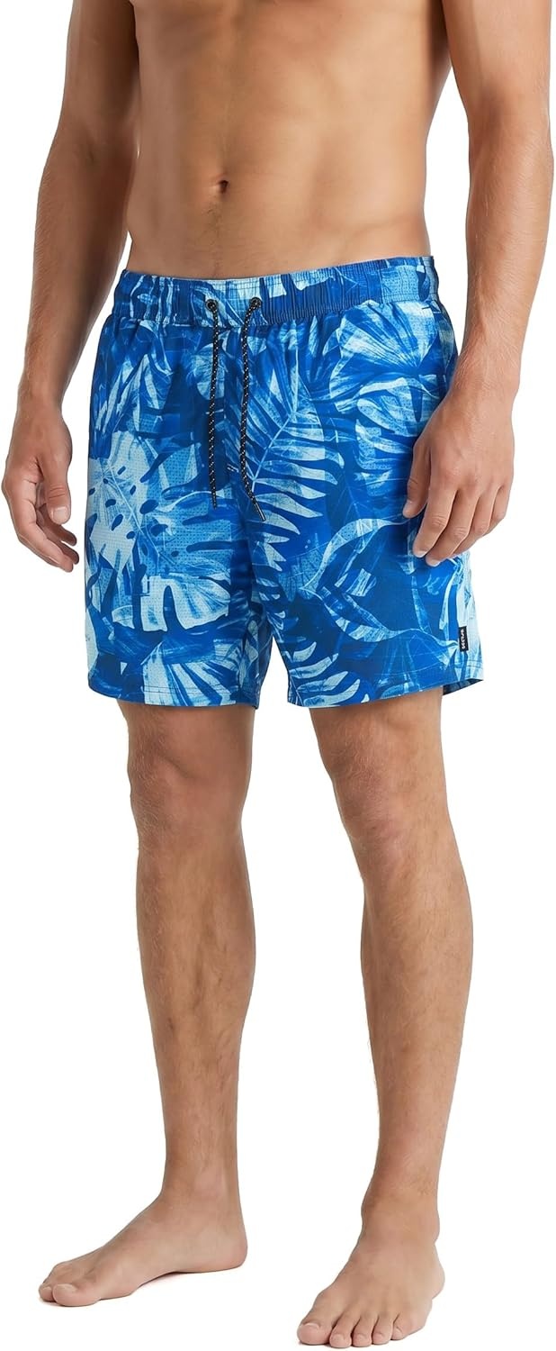 imageSpyder Mens Swim Trunks Stretch QuickDry 7inch Board Shorts Sun Protection amp LinerSurf Blue