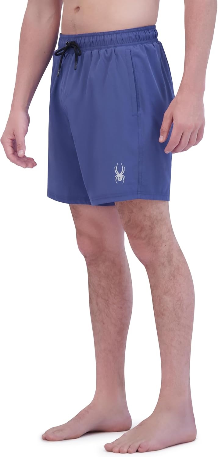 imageSpyder Mens Swim Trunks Stretch QuickDry 7inch Board Shorts Sun Protection amp LinerTeal