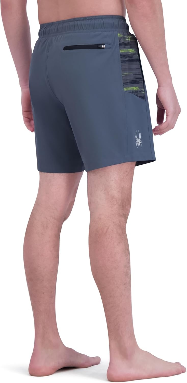 imageSpyder Mens Swim Trunks Stretch QuickDry 7inch Board Shorts Sun Protection amp LinerTurbulence