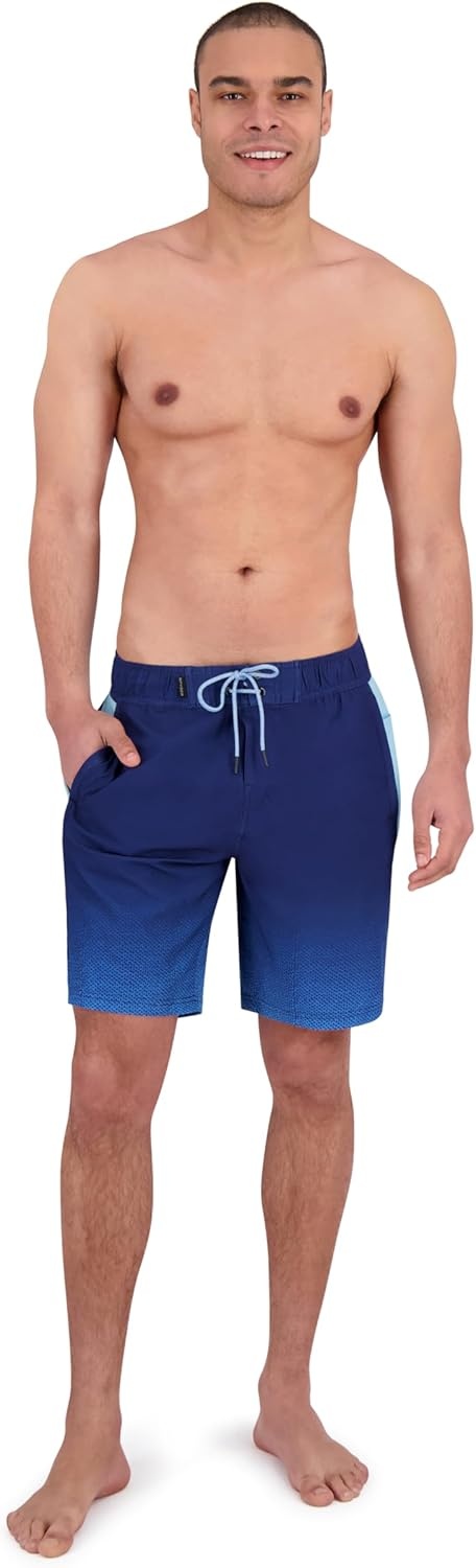 imageSpyder Mens Swim Trunks Stretch QuickDry 9 Board Shorts Sun Protection Pockets amp Brief LinerAbyss