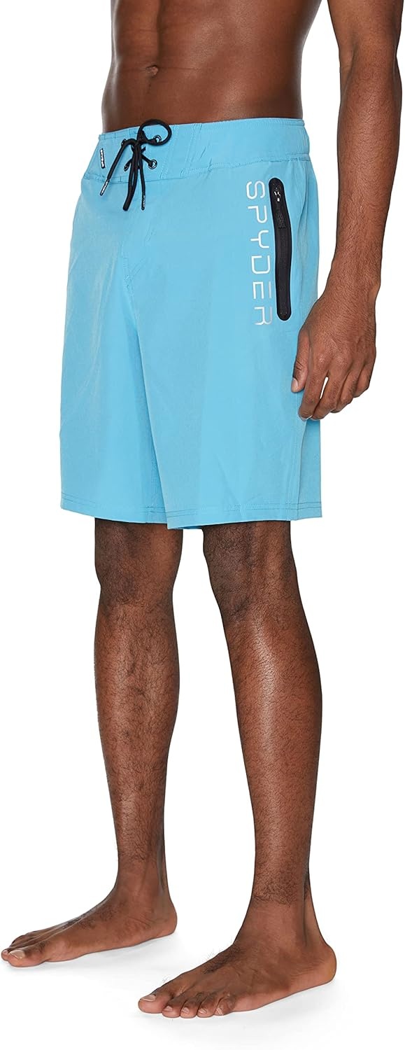 imageSpyder Mens Swim Trunks Stretch QuickDry 9 Board Shorts Sun Protection Pockets amp Brief LinerAqua