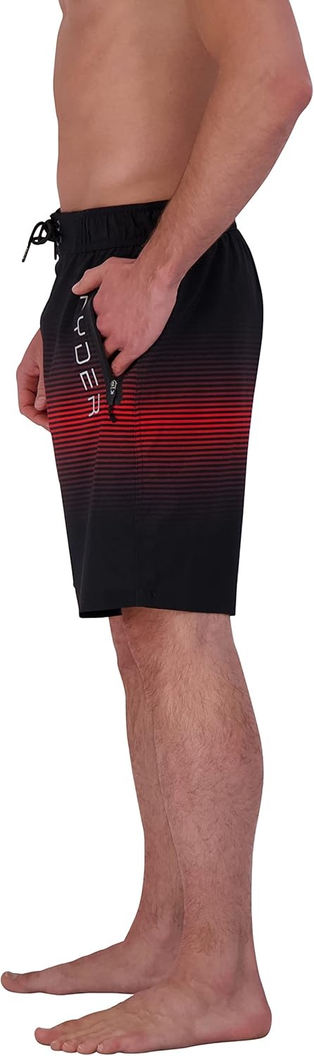 imageSpyder Mens Swim Trunks Stretch QuickDry 9 Board Shorts Sun Protection Pockets amp Brief LinerBlacka
