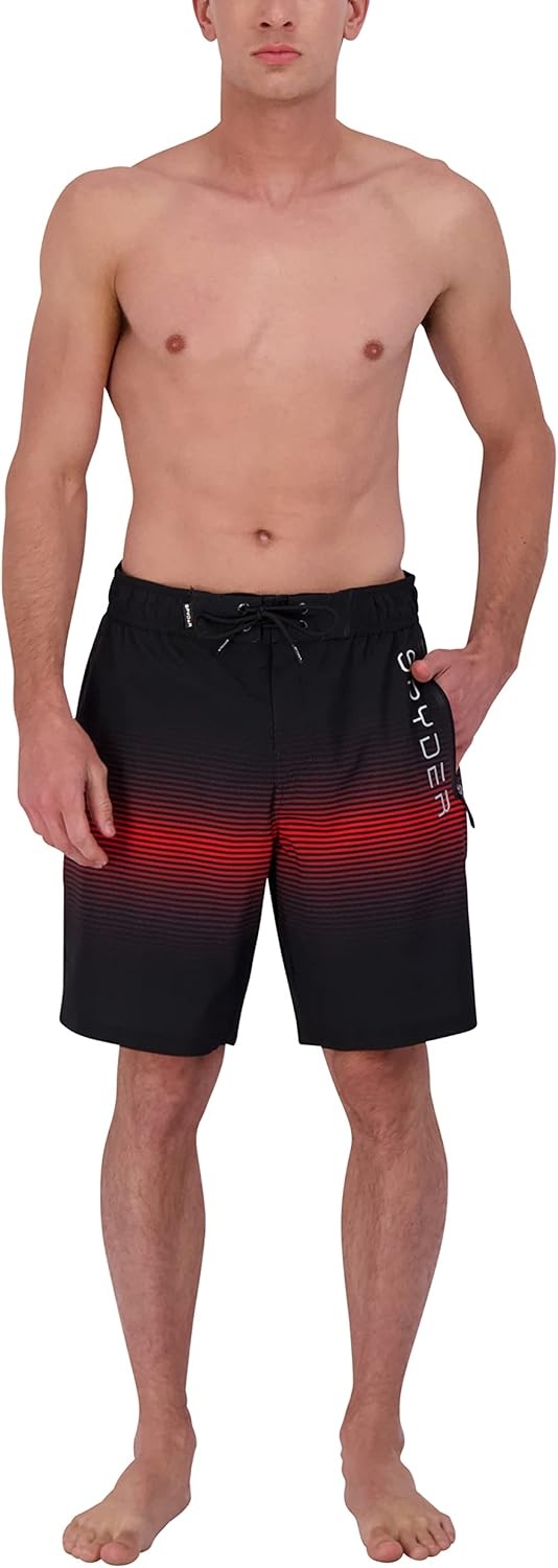 imageSpyder Mens Swim Trunks Stretch QuickDry 9 Board Shorts Sun Protection Pockets amp Brief LinerBlacka