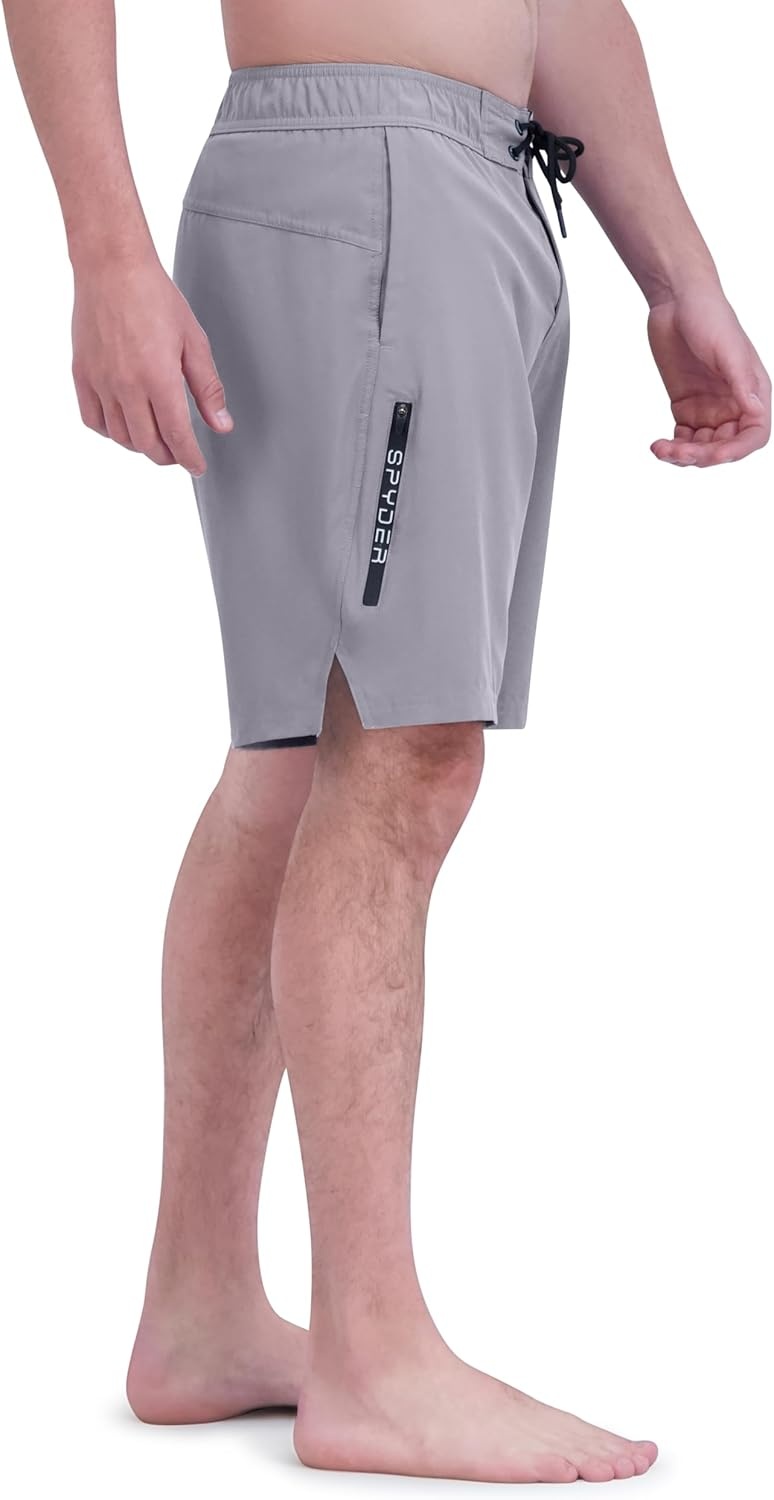 imageSpyder Mens Swim Trunks Stretch QuickDry 9 Board Shorts Sun Protection Pockets amp Brief LinerDust