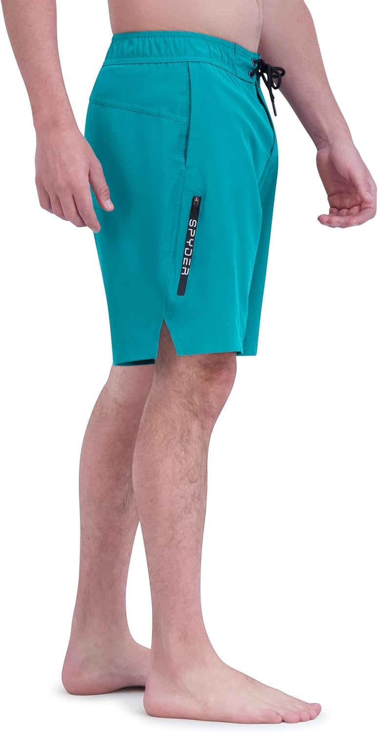 imageSpyder Mens Swim Trunks Stretch QuickDry 9 Board Shorts Sun Protection Pockets amp Brief LinerMix