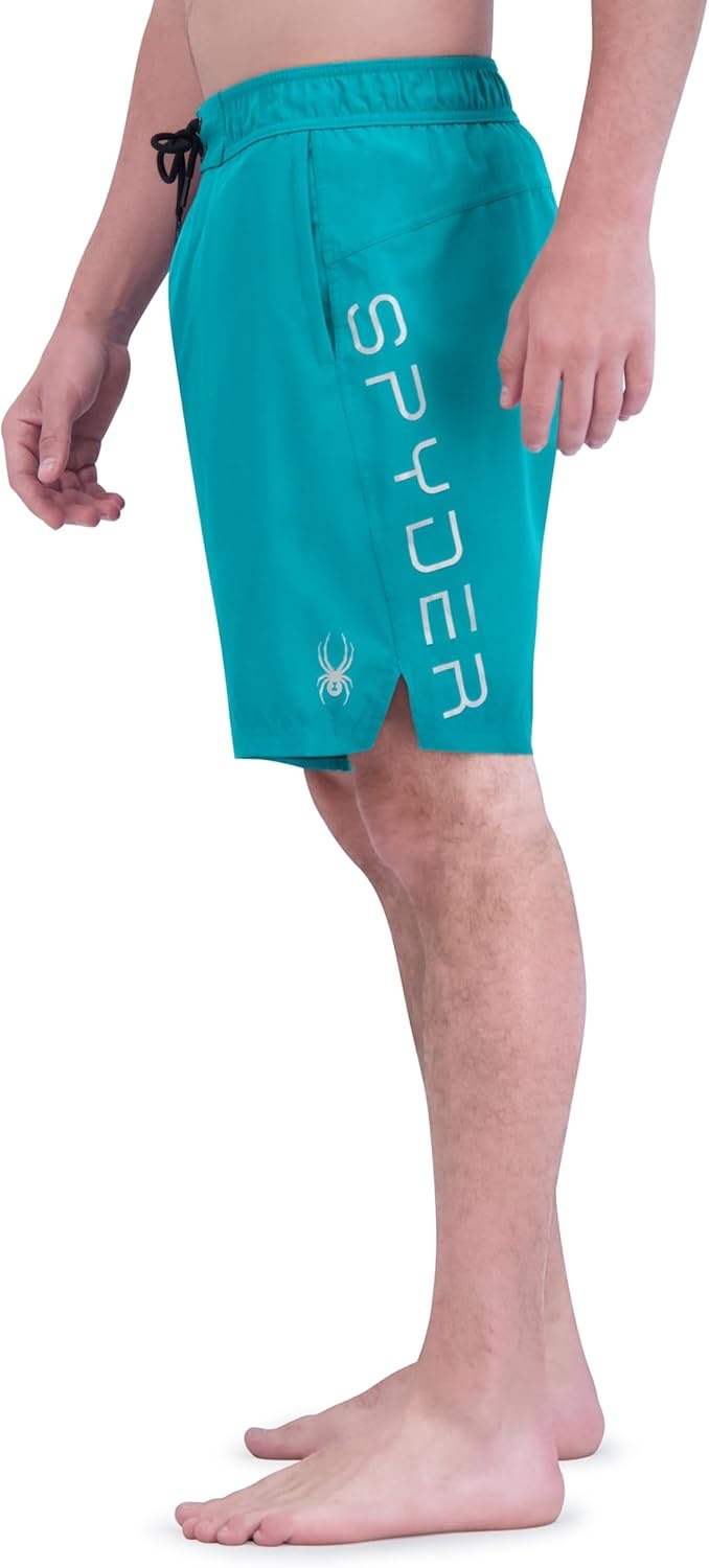 imageSpyder Mens Swim Trunks Stretch QuickDry 9 Board Shorts Sun Protection Pockets amp Brief LinerMix