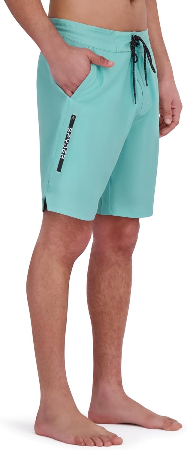 imageSpyder Mens Swim Trunks Stretch QuickDry 9 Board Shorts Sun Protection Pockets amp Brief LinerWasabi