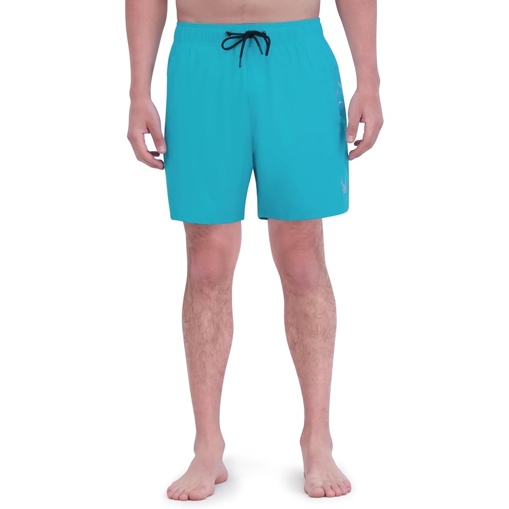 imageSpyder Mens Swim Trunks Stretch QuickDry 7inch Board Shorts Sun Protection amp LinerPeacock