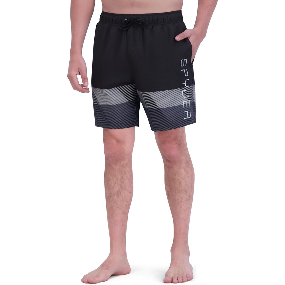 imageSpyder Mens Swim Trunks Stretch QuickDry 7inch Board Shorts Sun Protection amp LinerSlate
