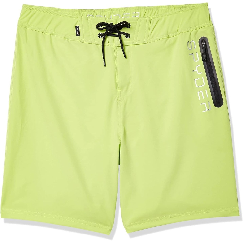 imageSpyder Mens Swim Trunks Stretch QuickDry 9 Board Shorts Sun Protection Pockets amp Brief LinerBright Lime