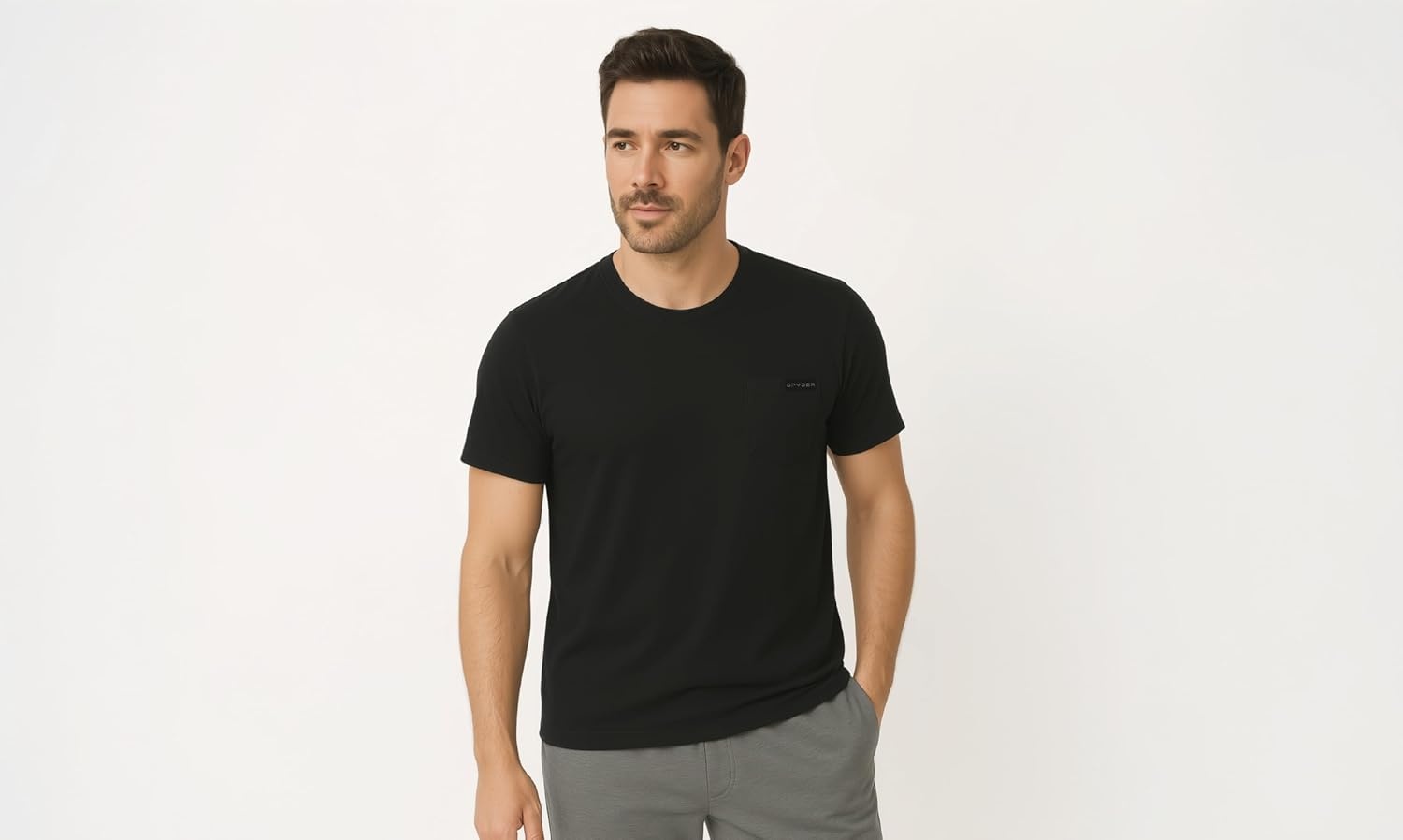 image:imageSpyder Mens Performance Moisture Wicking Crew Neck UndershirtsUltra Soft Stretch Sports TShirt WPocketBlackBlack