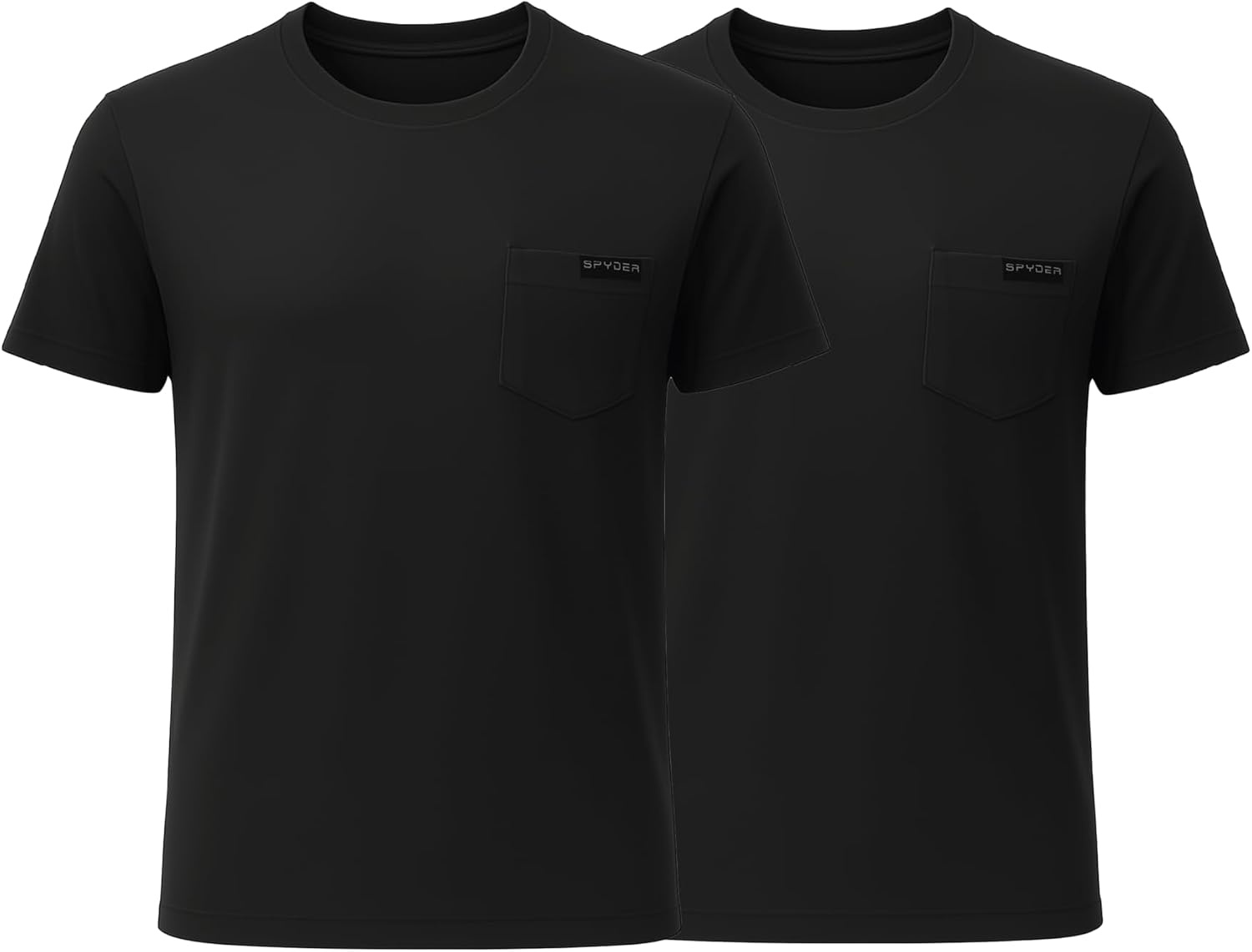 image:imageSpyder Mens Performance Moisture Wicking Crew Neck UndershirtsUltra Soft Stretch Sports TShirt WPocketBlackBlack