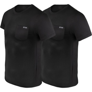 Spyder Mens Performance Moisture Wicking Crew Neck Undershirts/Ultra Soft Stretch Sports T-Shirt W/Pocket(Black/Black)