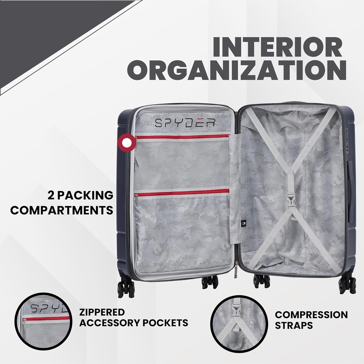 image:imageSpyder Carve 29 Inch Large Checked Luggage Expandable Hardside Upright Suitcase NavyGray