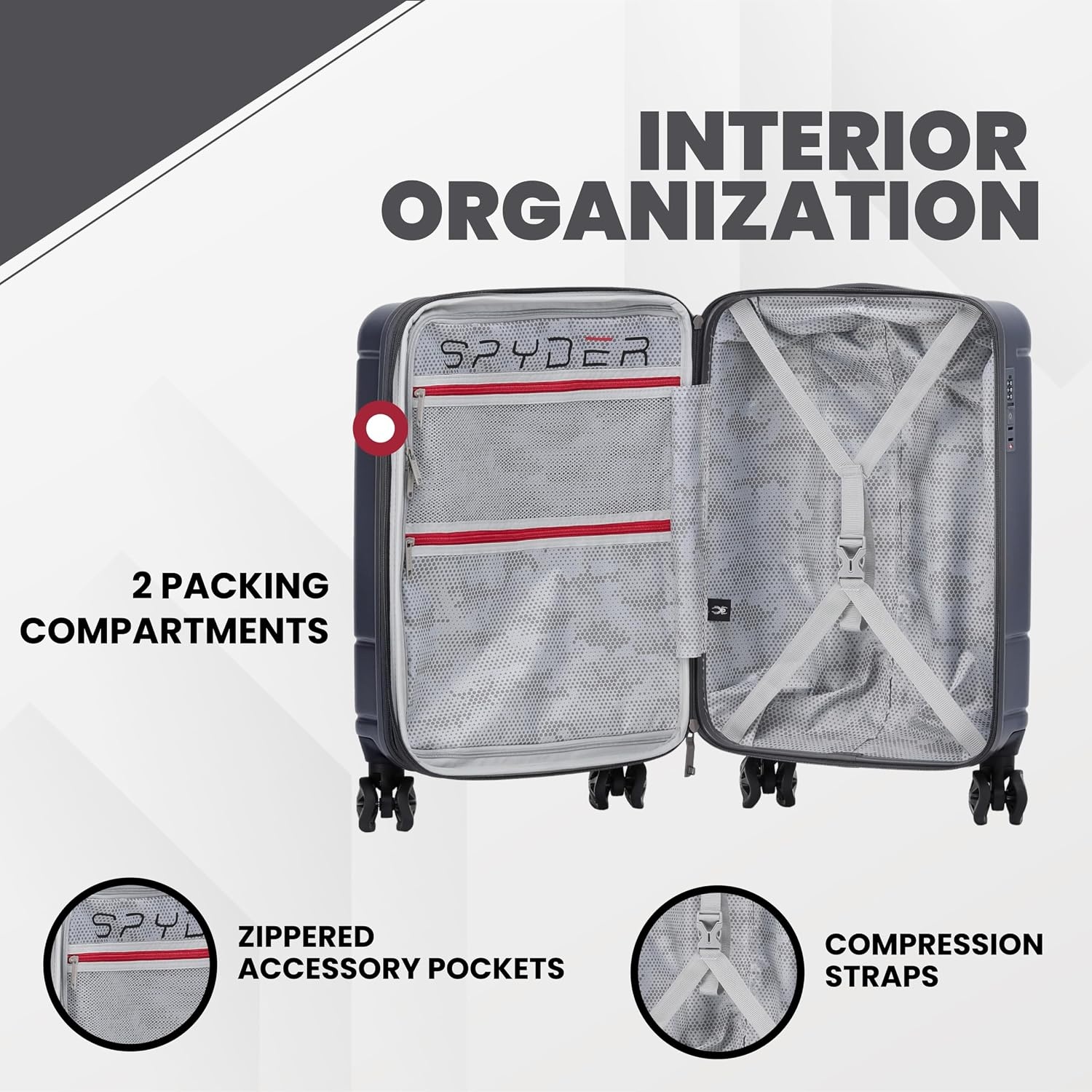 image:imageSpyder Carve 29 Inch Large Checked Luggage Expandable Hardside Upright Suitcase NavyGray