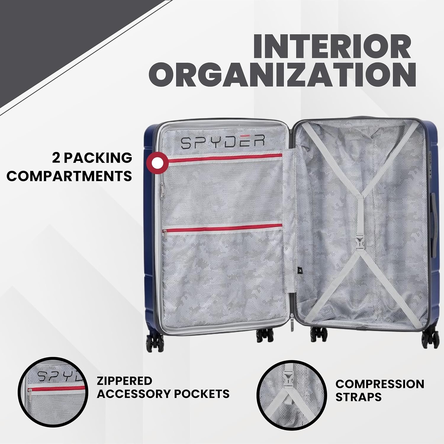 image:imageSpyder Carve 29 Inch Large Checked Luggage Expandable Hardside Upright Suitcase NavyNavy