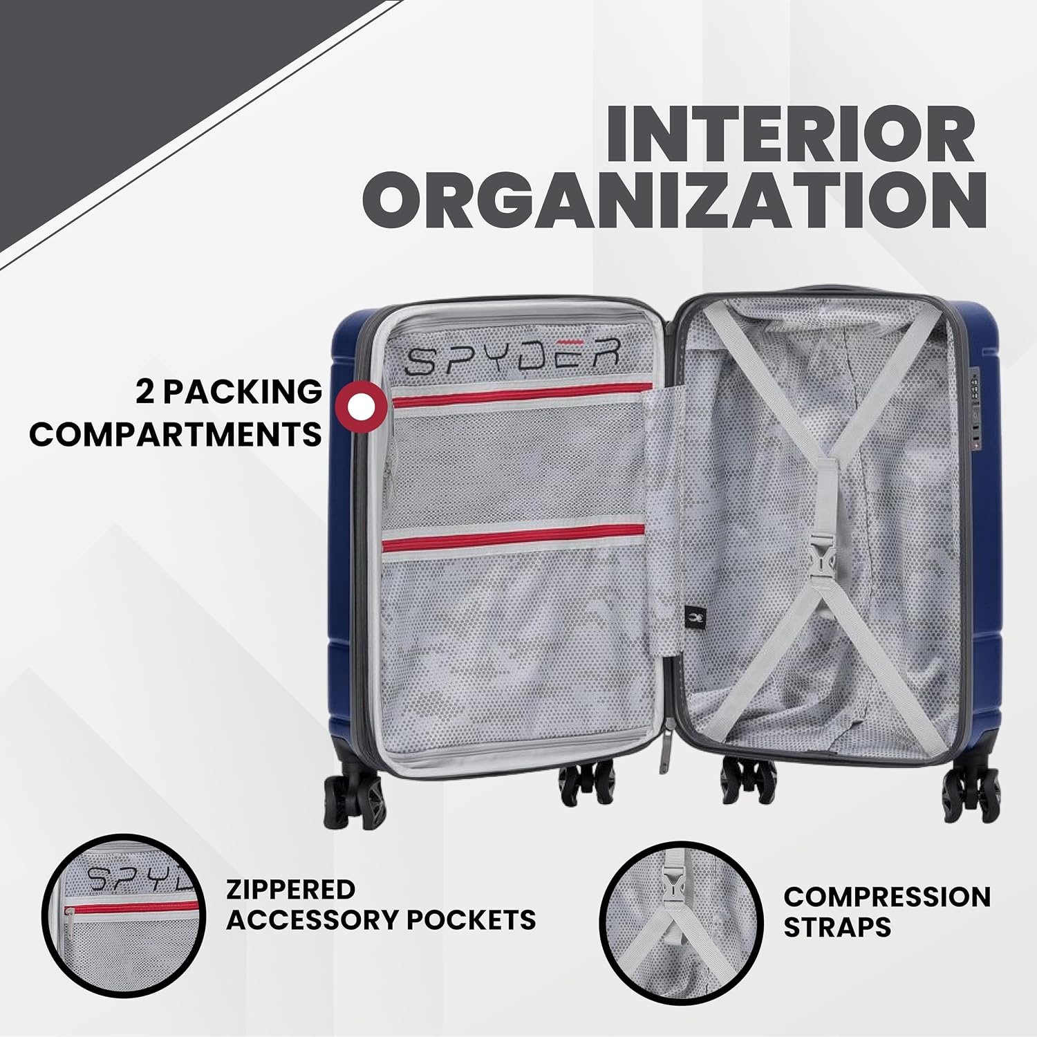 image:imageSpyder Carve 29 Inch Large Checked Luggage Expandable Hardside Upright Suitcase NavyNavy