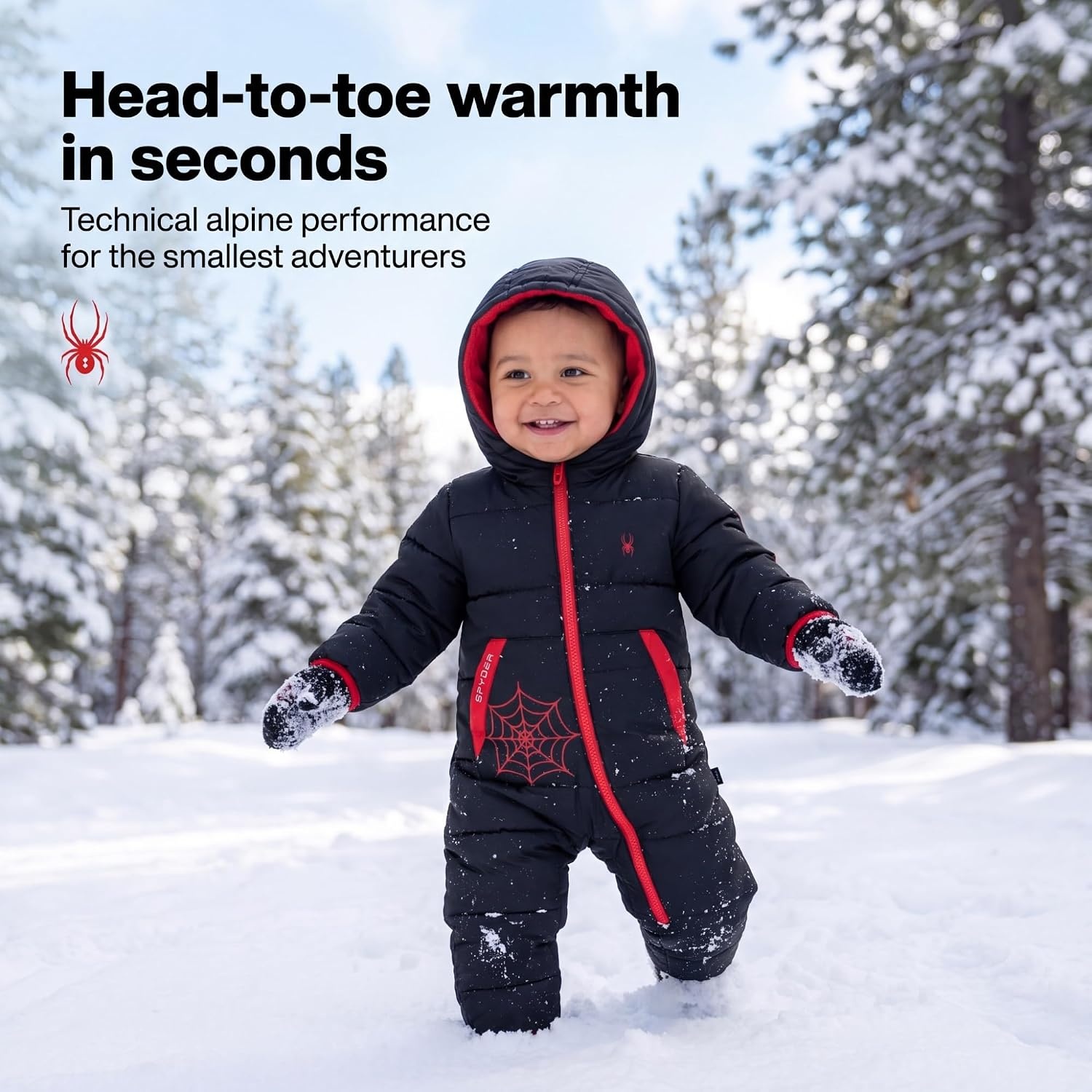 image:imageSpyder Toddler Snow Suit Fleece Lined Baby Snowsuit FoldOver CuffsBlack