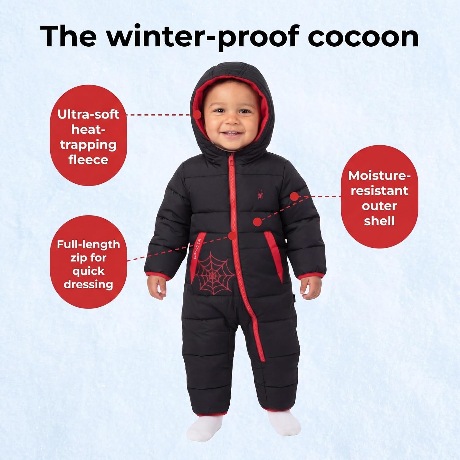 image:imageSpyder Toddler Snow Suit Fleece Lined Baby Snowsuit FoldOver CuffsBlack