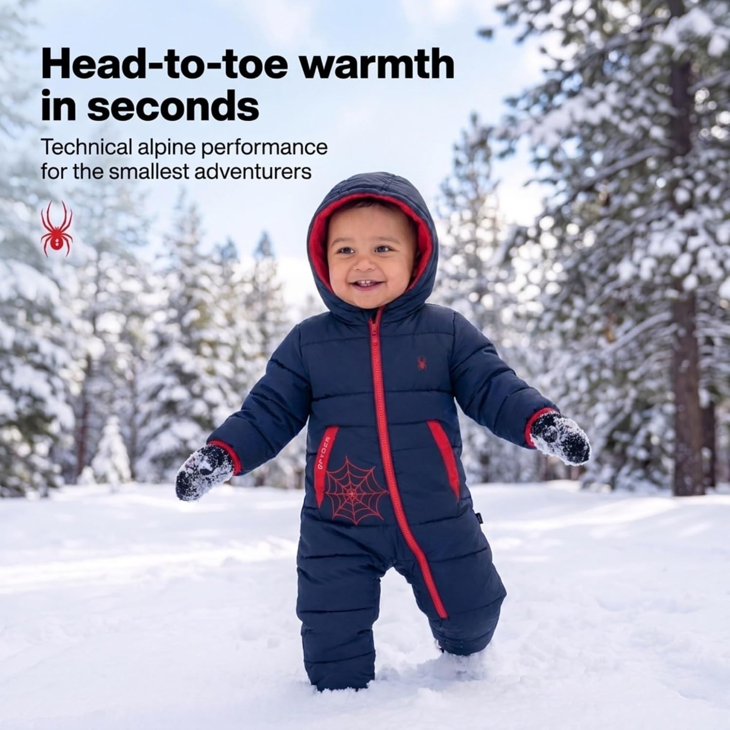 image:imageSpyder Toddler Snow Suit Fleece Lined Baby Snowsuit FoldOver CuffsDark Navy