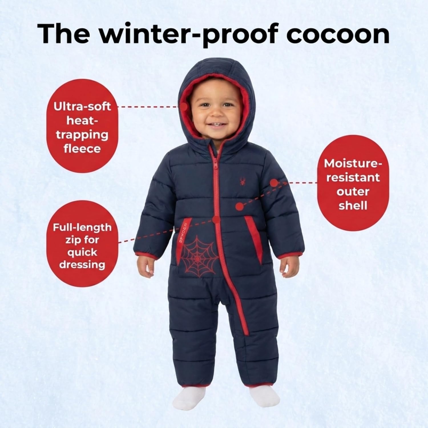 image:imageSpyder Toddler Snow Suit Fleece Lined Baby Snowsuit FoldOver CuffsDark Navy