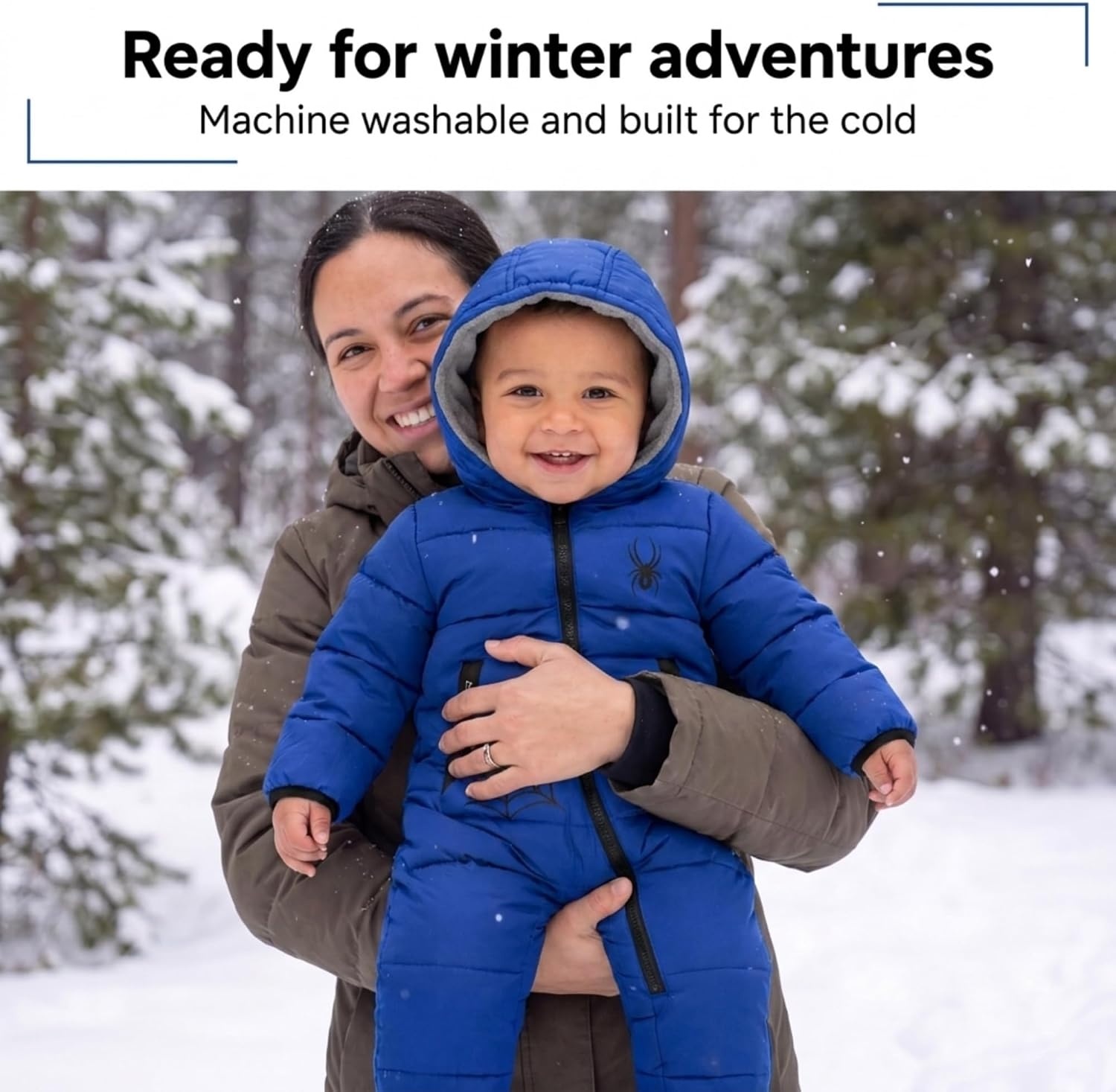 image:imageSpyder Toddler Snow Suit Fleece Lined Baby Snowsuit FoldOver CuffsElectric Blue