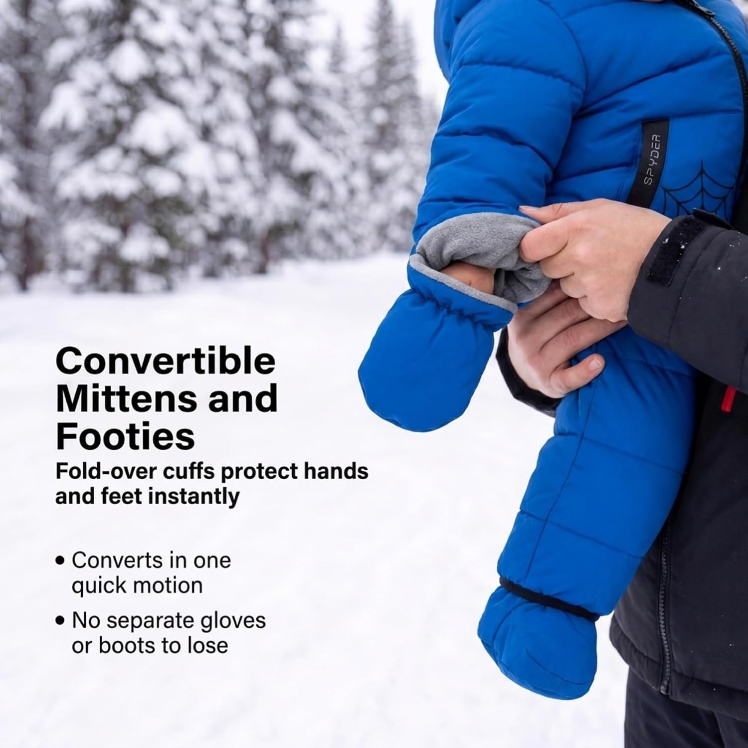 image:imageSpyder Toddler Snow Suit Fleece Lined Baby Snowsuit FoldOver CuffsElectric Blue