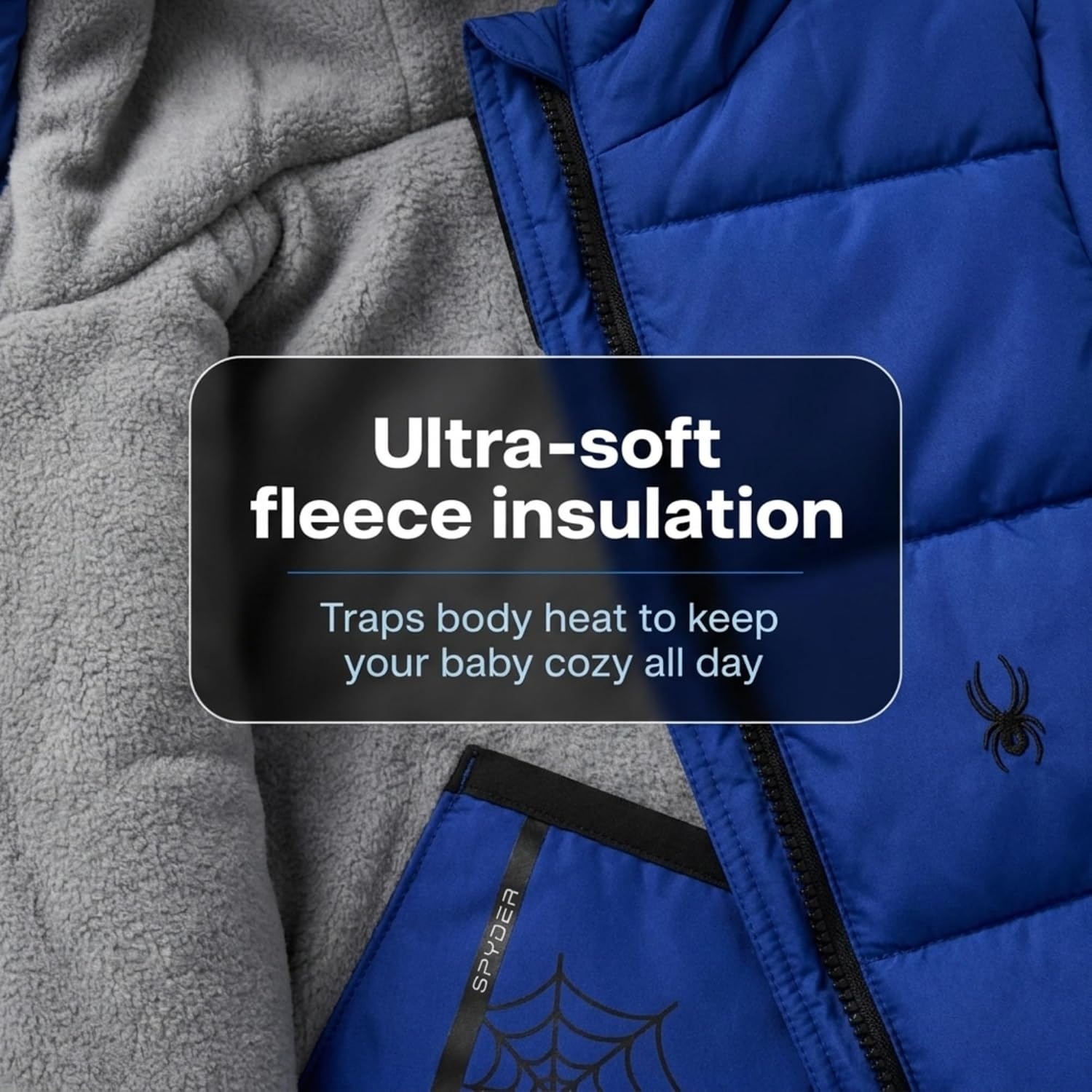 image:imageSpyder Toddler Snow Suit Fleece Lined Baby Snowsuit FoldOver CuffsElectric Blue