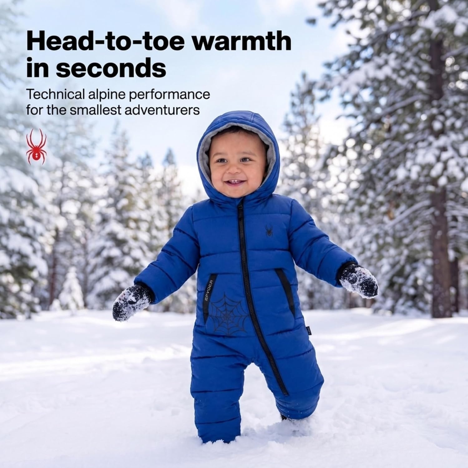 image:imageSpyder Toddler Snow Suit Fleece Lined Baby Snowsuit FoldOver CuffsElectric Blue