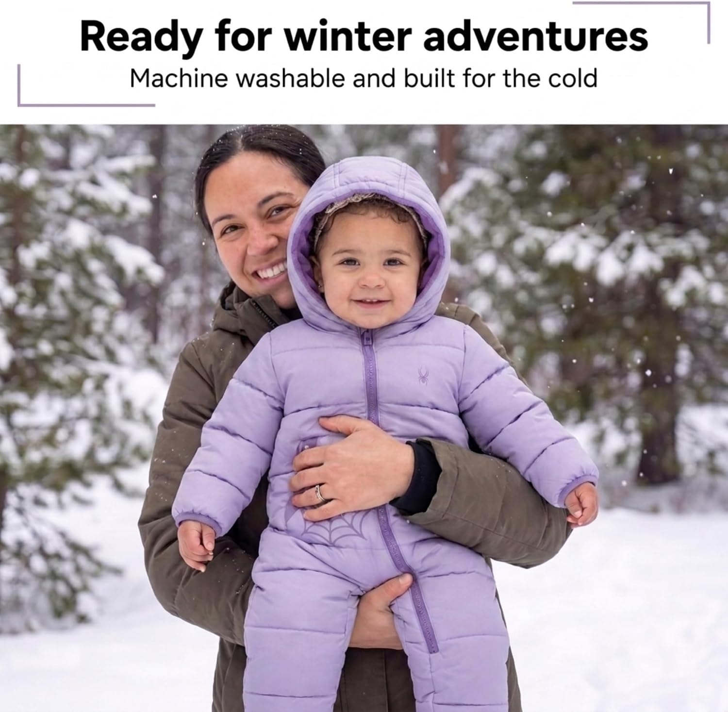image:imageSpyder Toddler Snow Suit Fleece Lined Baby Snowsuit FoldOver CuffsLavender