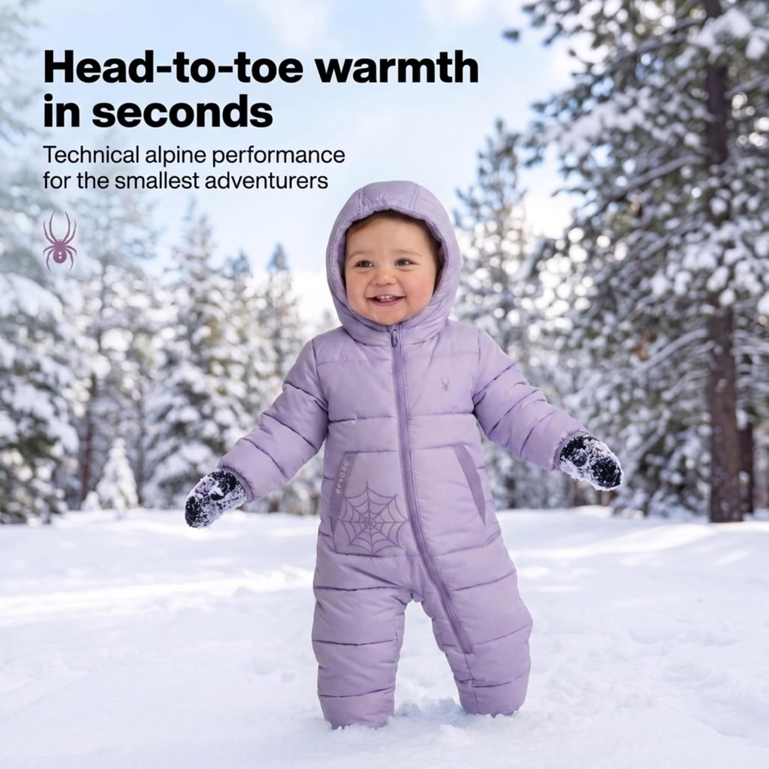 image:imageSpyder Toddler Snow Suit Fleece Lined Baby Snowsuit FoldOver CuffsLavender
